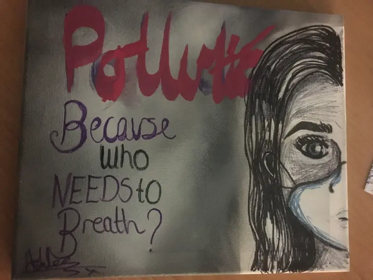 Woodhouse Park youth group artwork saying, because who needs to breath?.