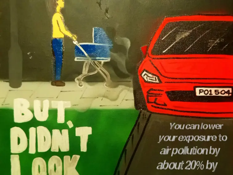 Woodhouse Park youth group artwork portraying car pollution.