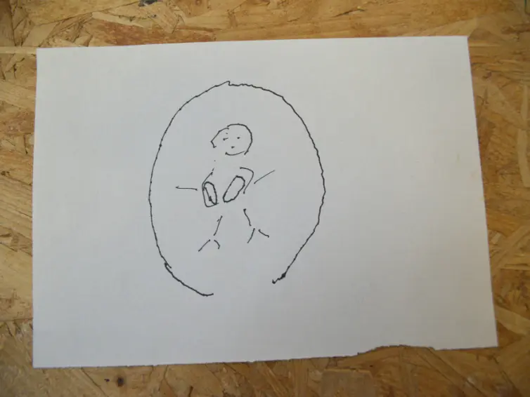 Image of drawing of person inside a circle.